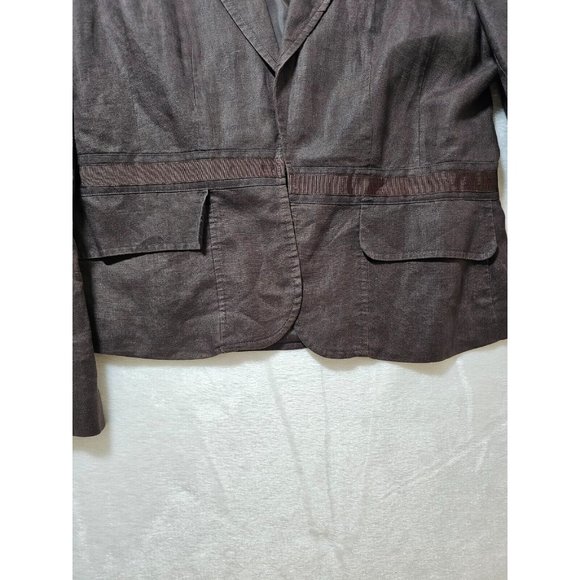 Willi Smith Women's Blazer & Pant Linen Suit - Brown - 8/10 - Picture 5 of 16